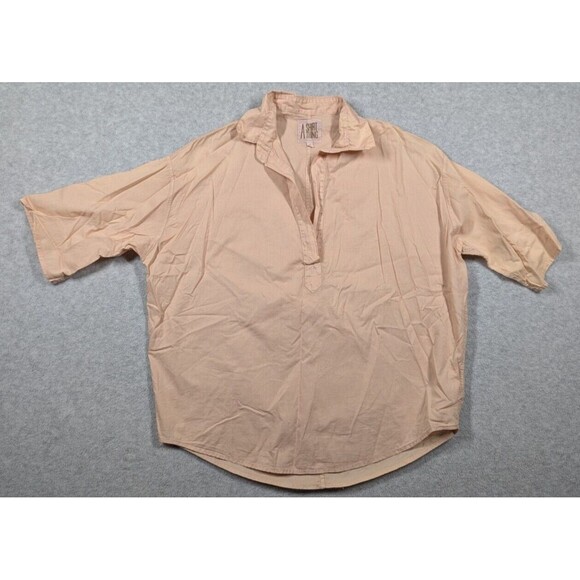 A Shirt Thing Women Top Small Delilah Cabo Oversize Button Up Popover Curved Hem - Picture 1 of 10